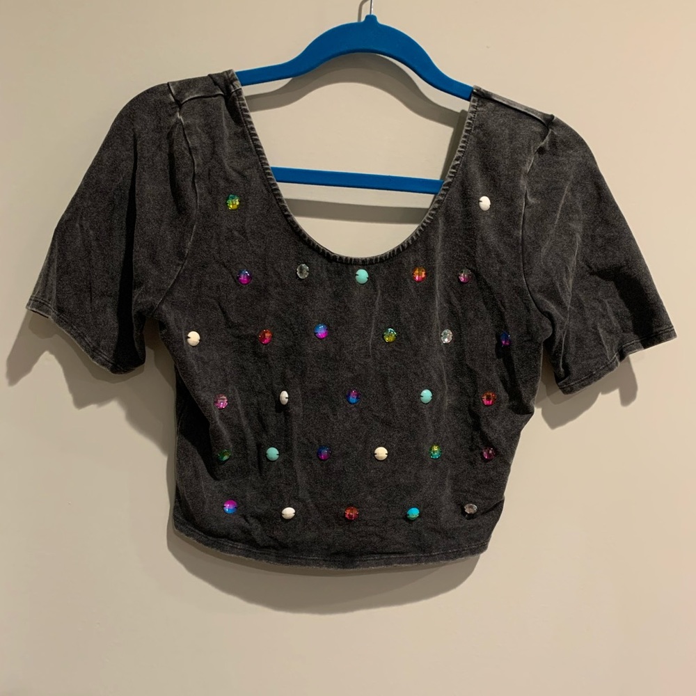 Crop Top with Multi-Colored Gems